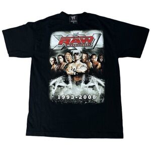 WWE Raw XV 15th Anniversary 1993-2008‎ Black T-Shirt Medium John Cena The Rock